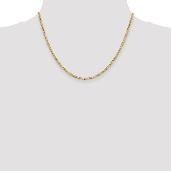 2.4mm 14k Yellow Gold Solid Concave Anchor Chain Necklace, 18 Inch - Picture 3 of 8